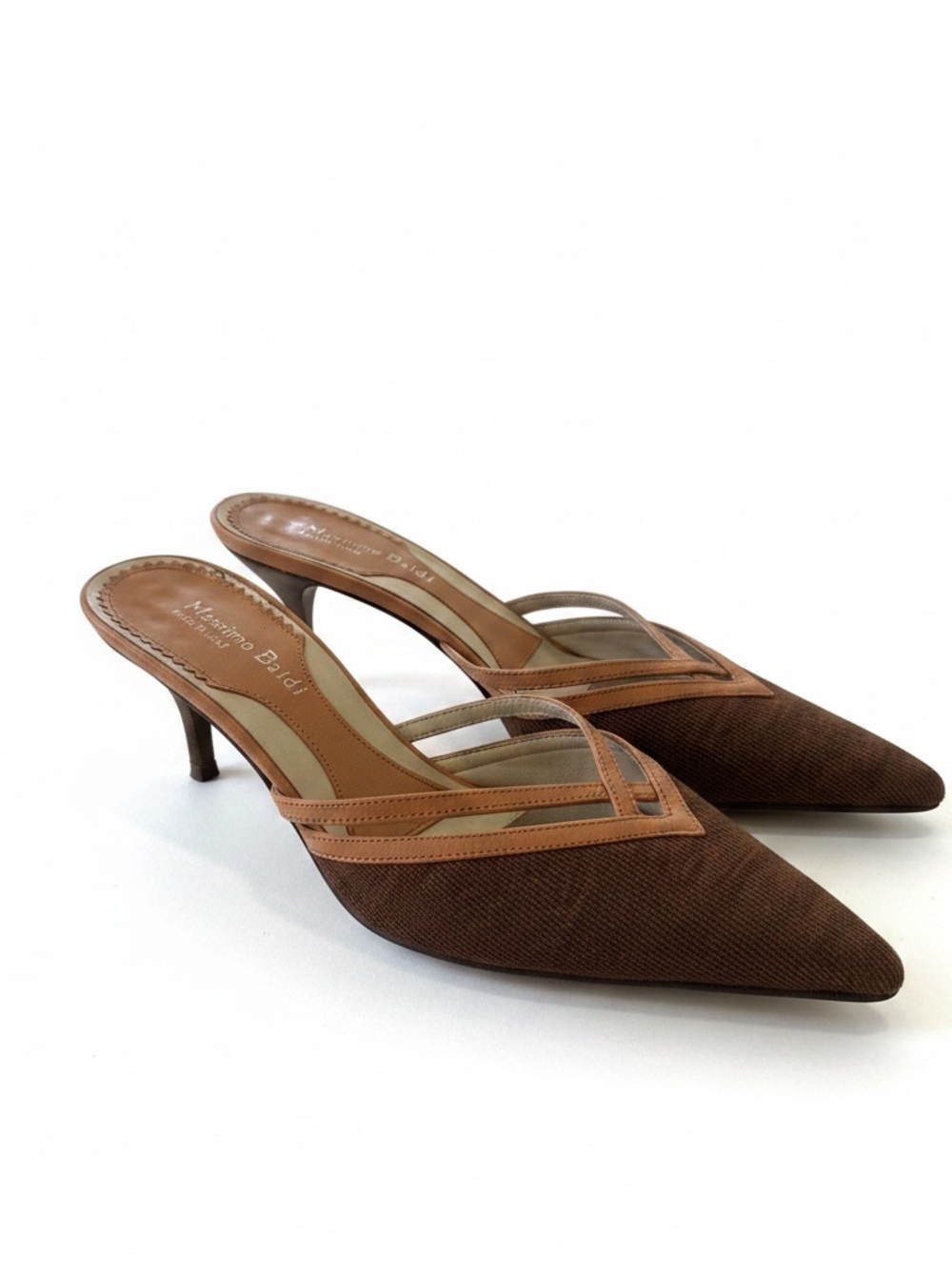 Massimo Baldi Pointed Toe Kitten Heel Mules